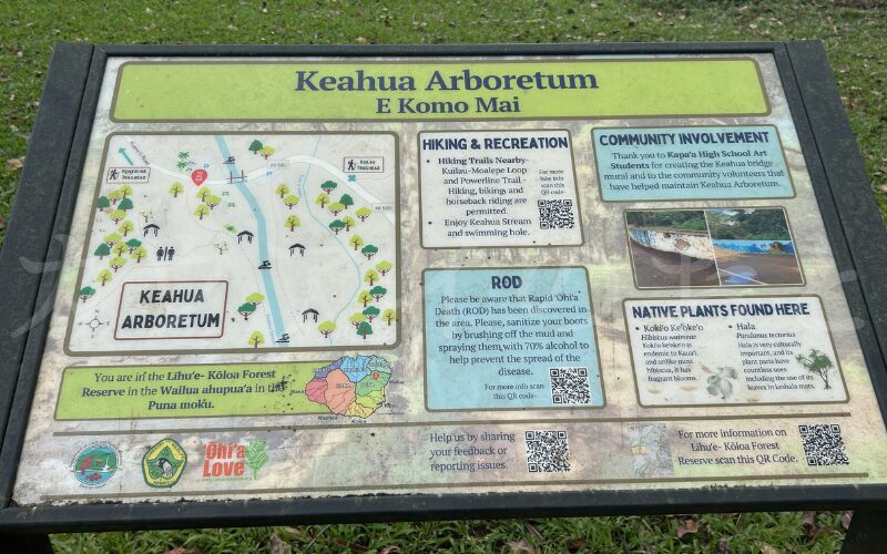 ケアフア樹木園の案内板